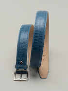 Italian Mock Crocodile Belt - Blue Jean