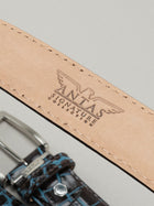 Italian Two Tone Mock Crocodile Belt - Sea Salt