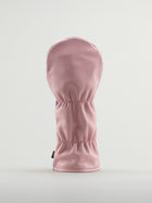 Pink leather reverse of golf club headcover