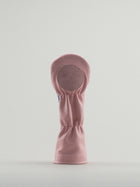 Reverse of pink golf club headcover with pink dormie badge
