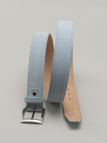 Italian Classic Suede Belt - Soft Blue