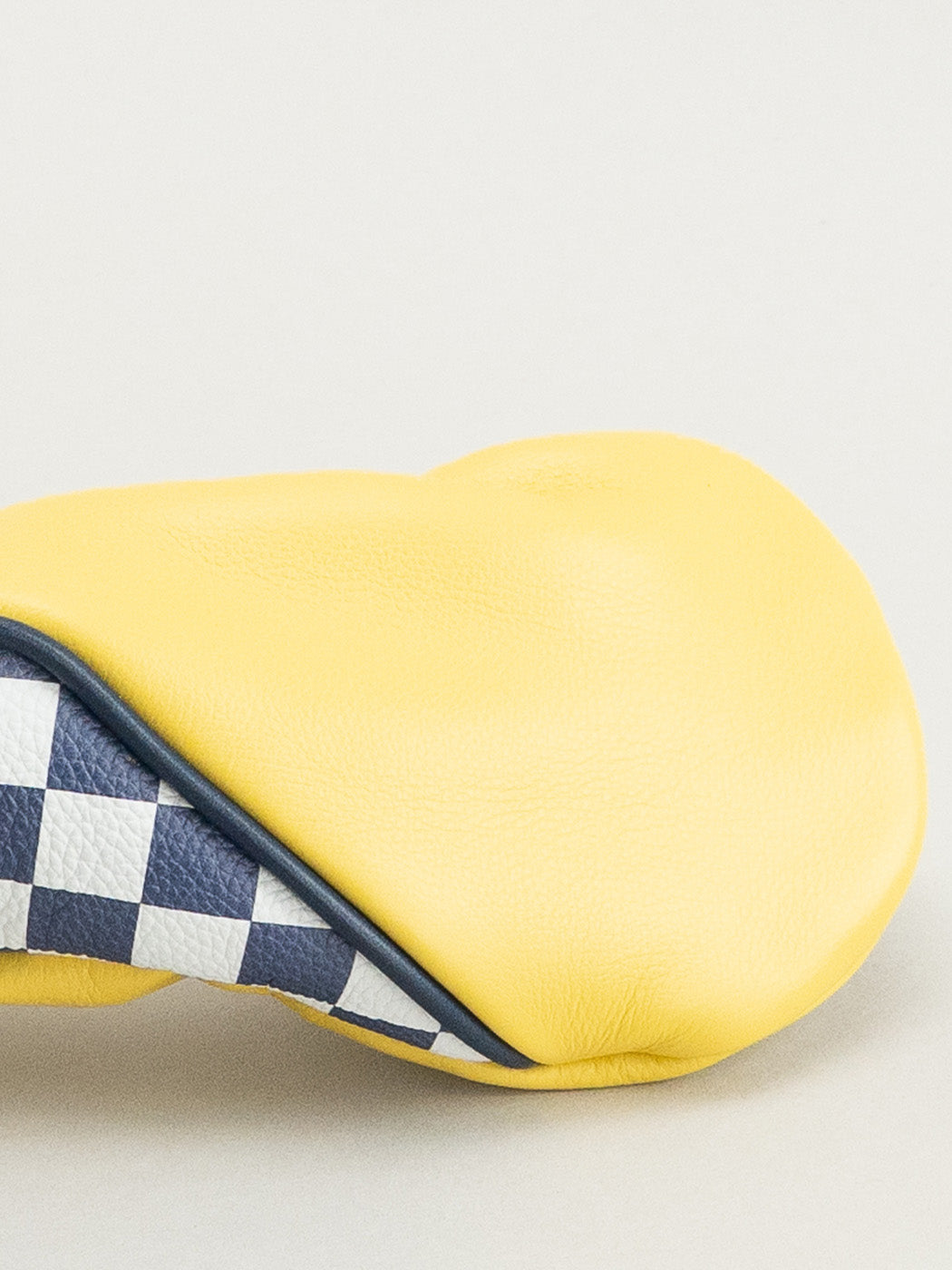 Yellow golf club headcover with checkered flag window
