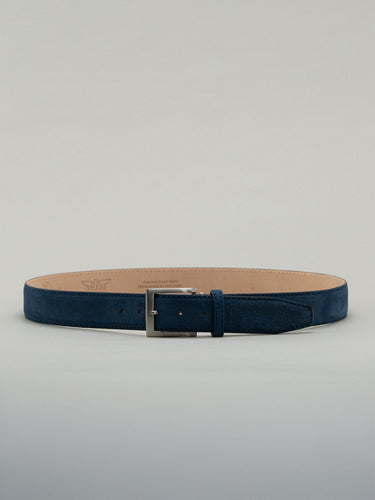 Italian Classic Suede Belt - Navy